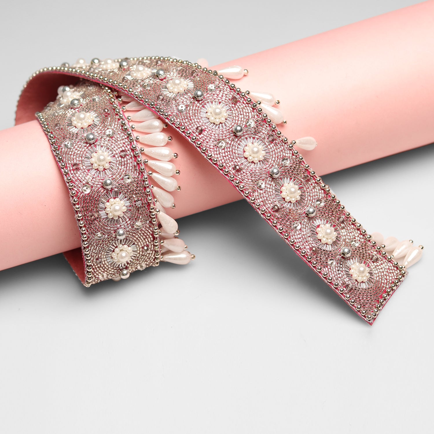 Buy Ready To Wear Rani Pink Chiffon Shimmer Saree With Waist Belt Online