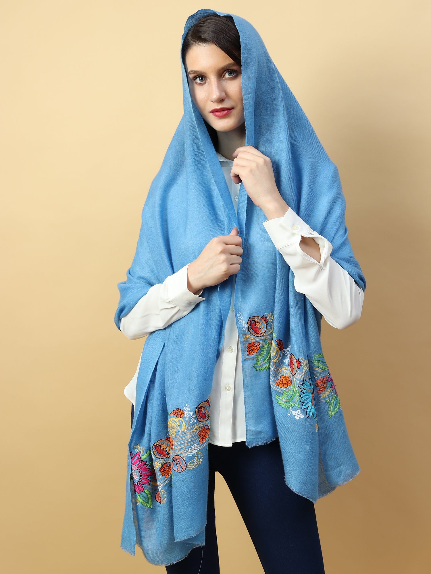 blue shawl, pure pashmina shawls price, bridal shawls by modarta 