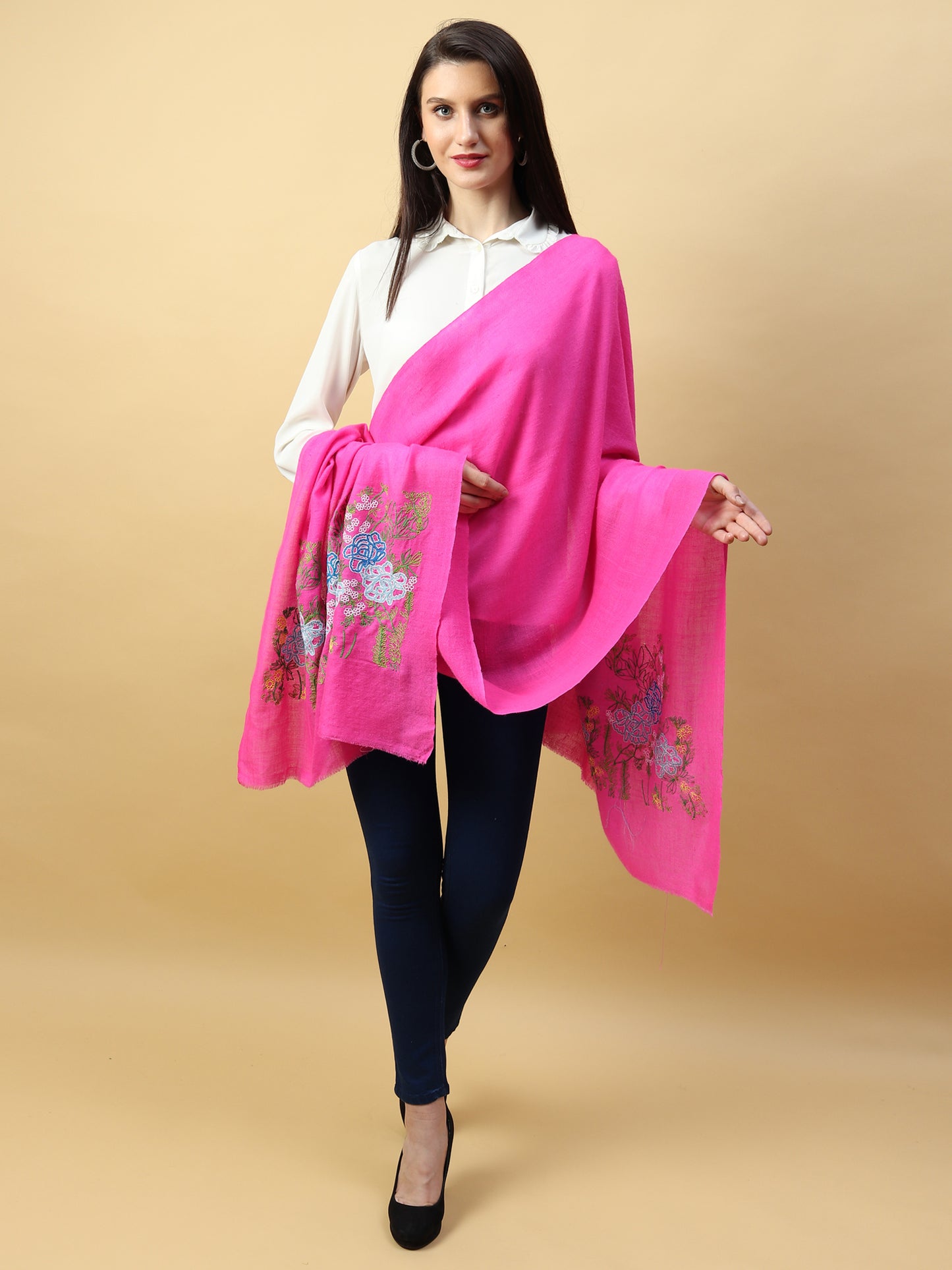 bridal shawls online, embroidered shawls online, embroidered pashmina shawls 