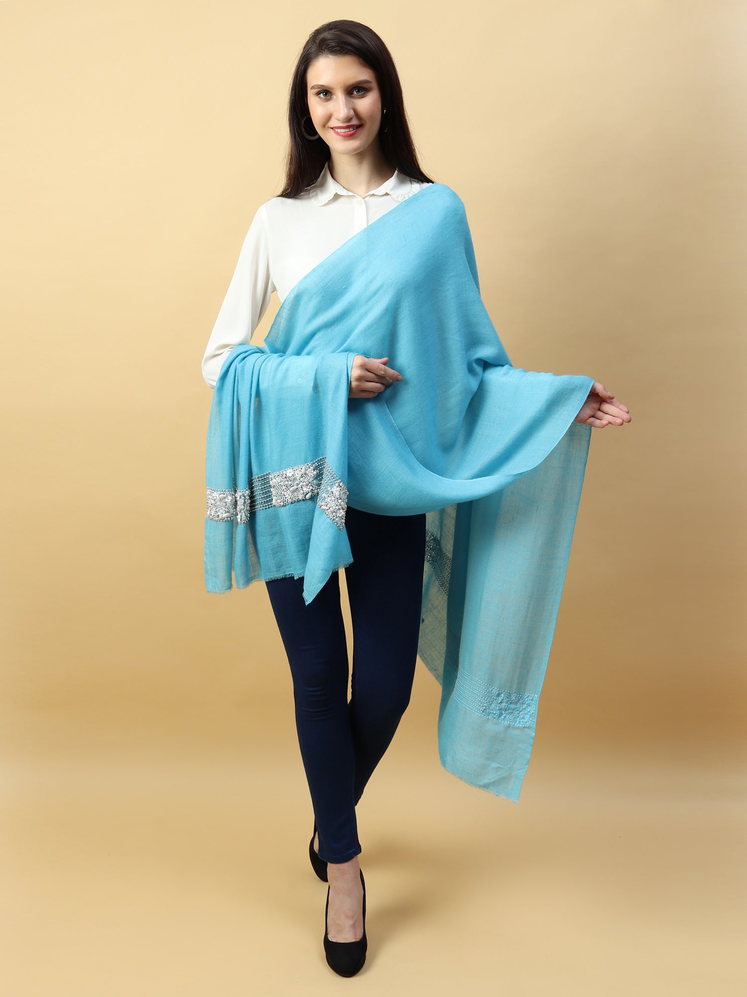 embroidered shawl, pure pashmina shawl price