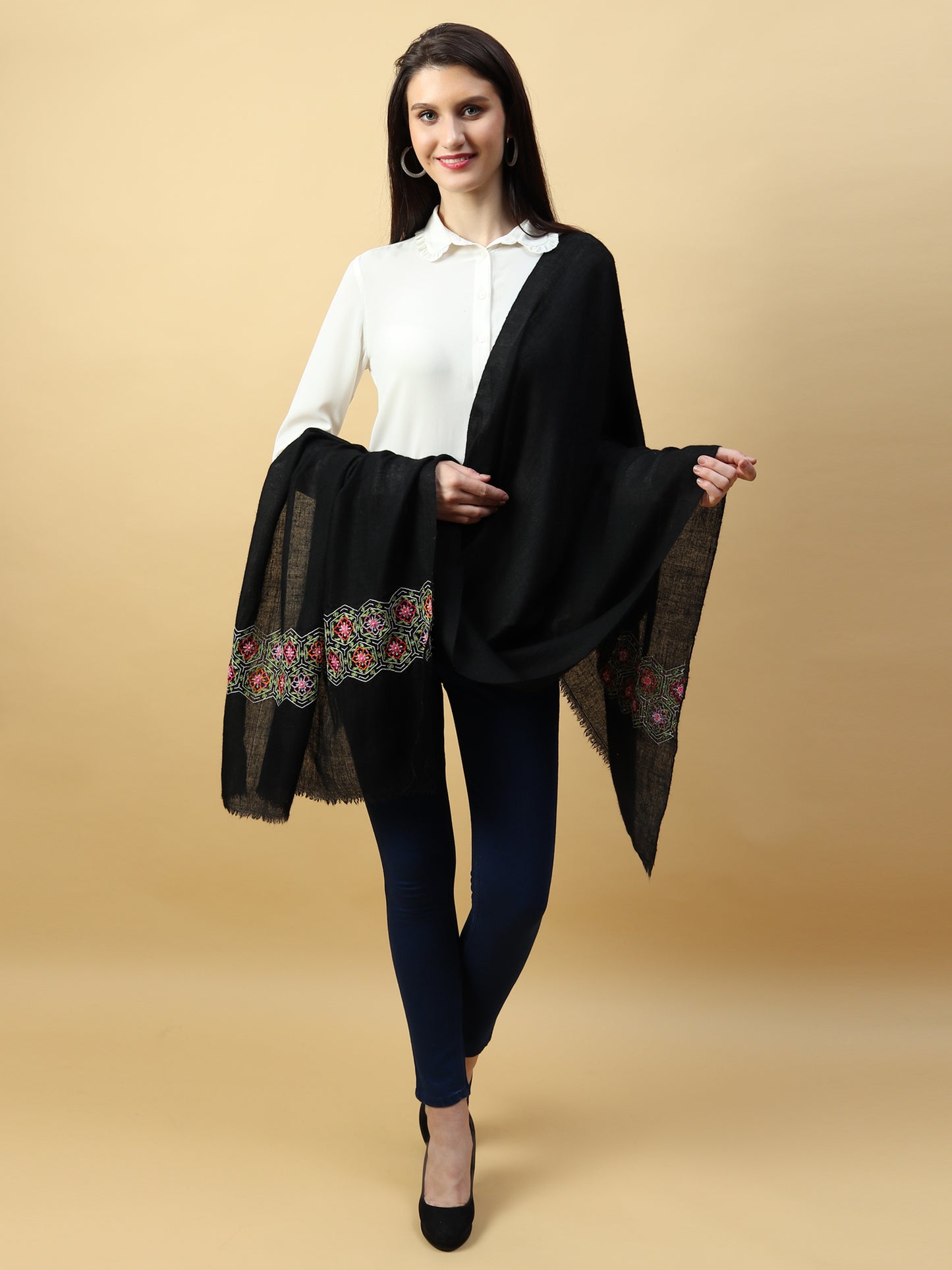 embroidered shawl, pure pashmina shawl price