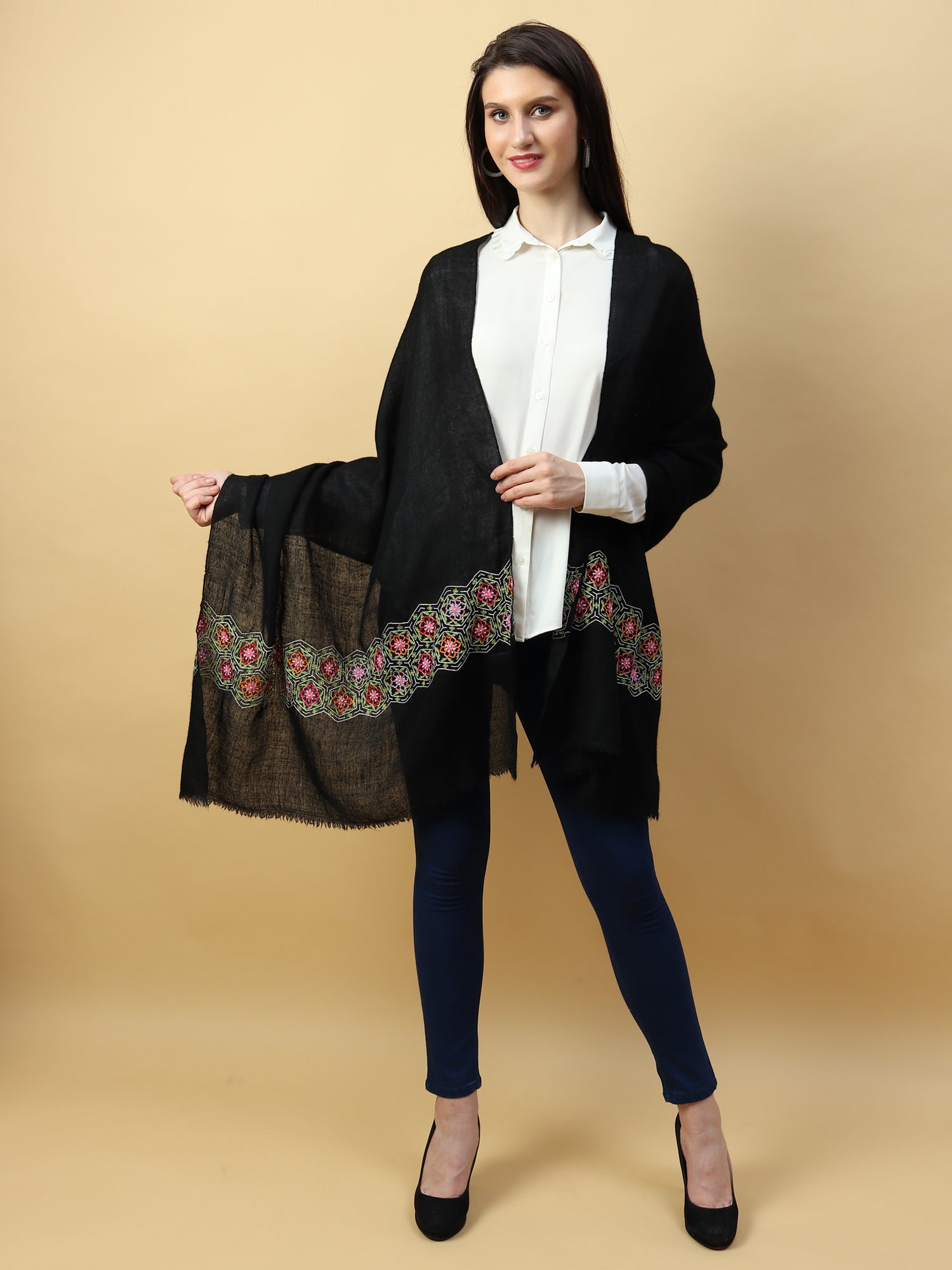 original pashmina shawl, embroidered shawls online 