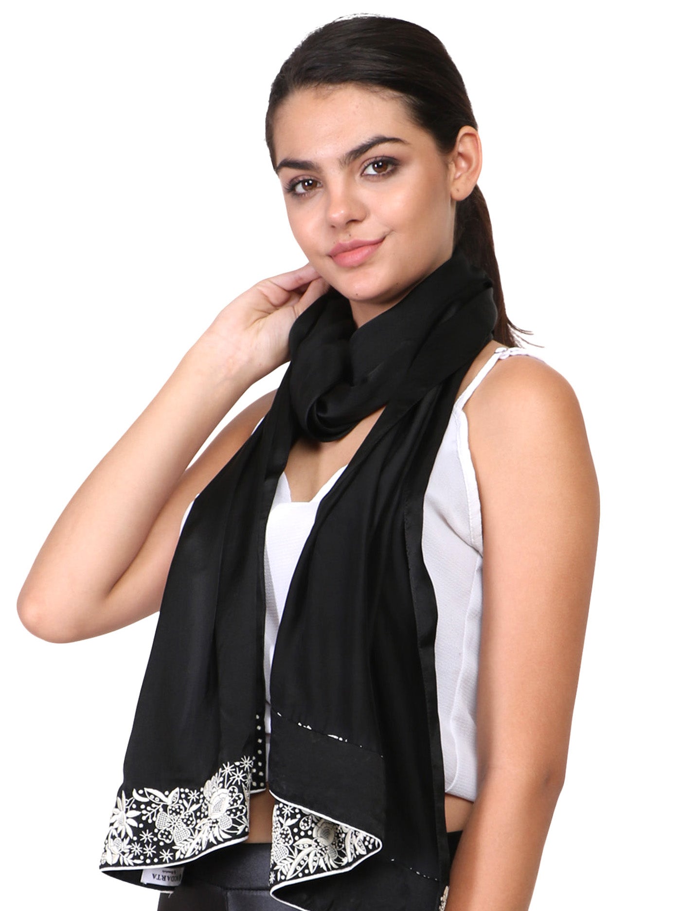 parsi gara work online on black scarf 