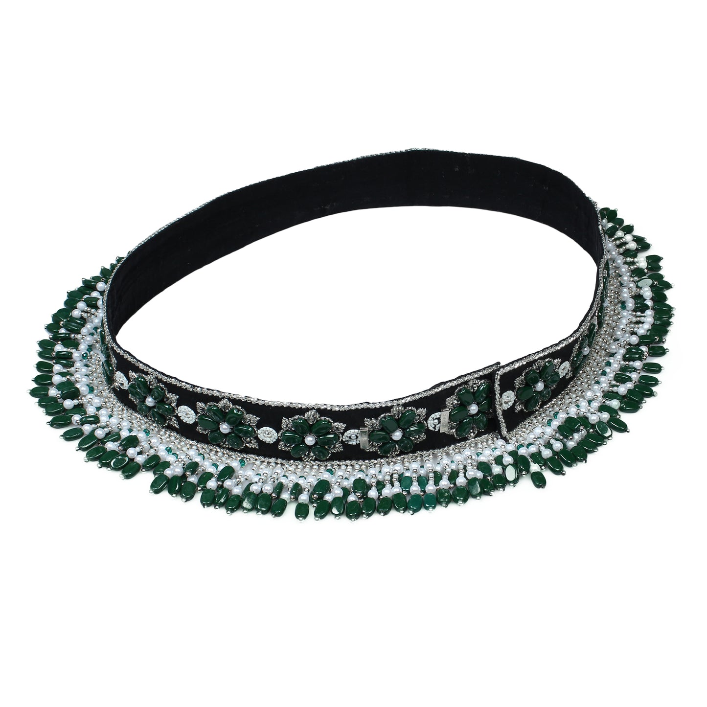 Emerald Saree Waist Belt , Hand Embroidered & handcrafted