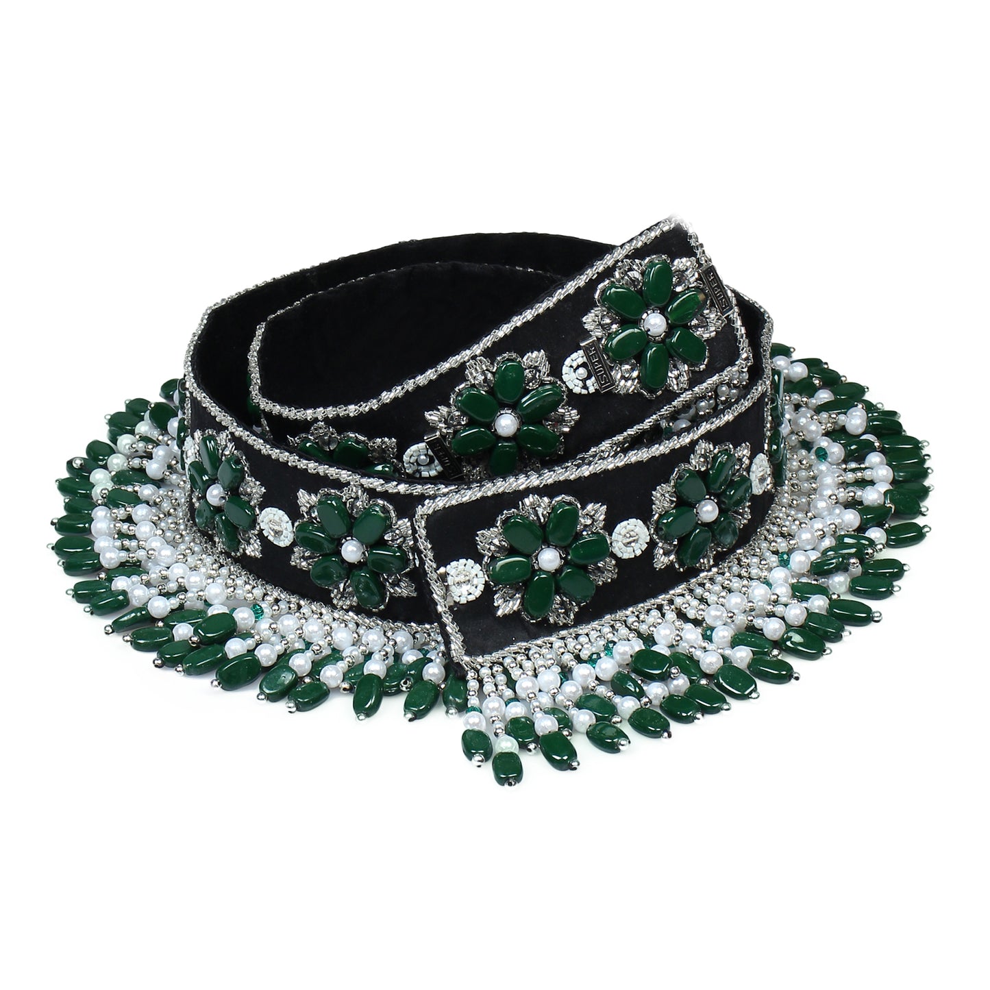 Emerald Saree Waist Belt , Hand Embroidered & handcrafted