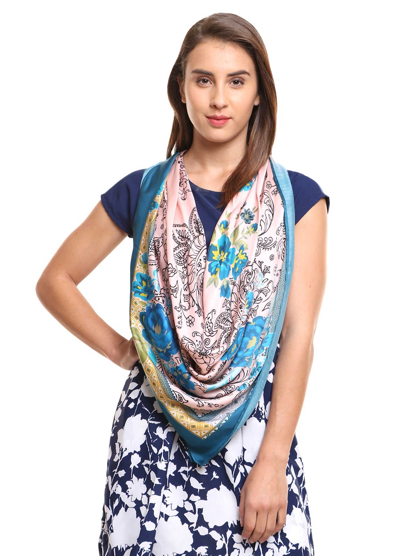 Modarta Head Scarf - Blue Floral Scarf