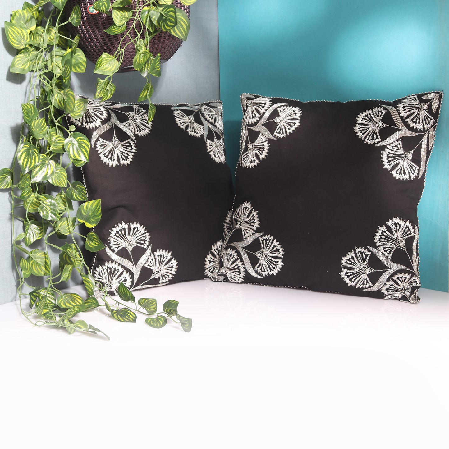 black cushion covers, designer cushion covers online india 
