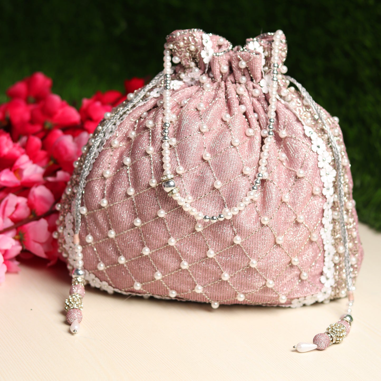 LAMANSH® (9*9 inch) Sequin Work Gift Bags with Gota Ring Handle for Br –  Lamansh