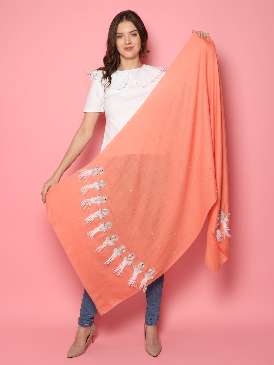 pure pashmina stoles, embroidered shawls, feather shawls, kashmir pashmina 