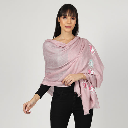 pink shawl, pink stole, woolen stoles online 