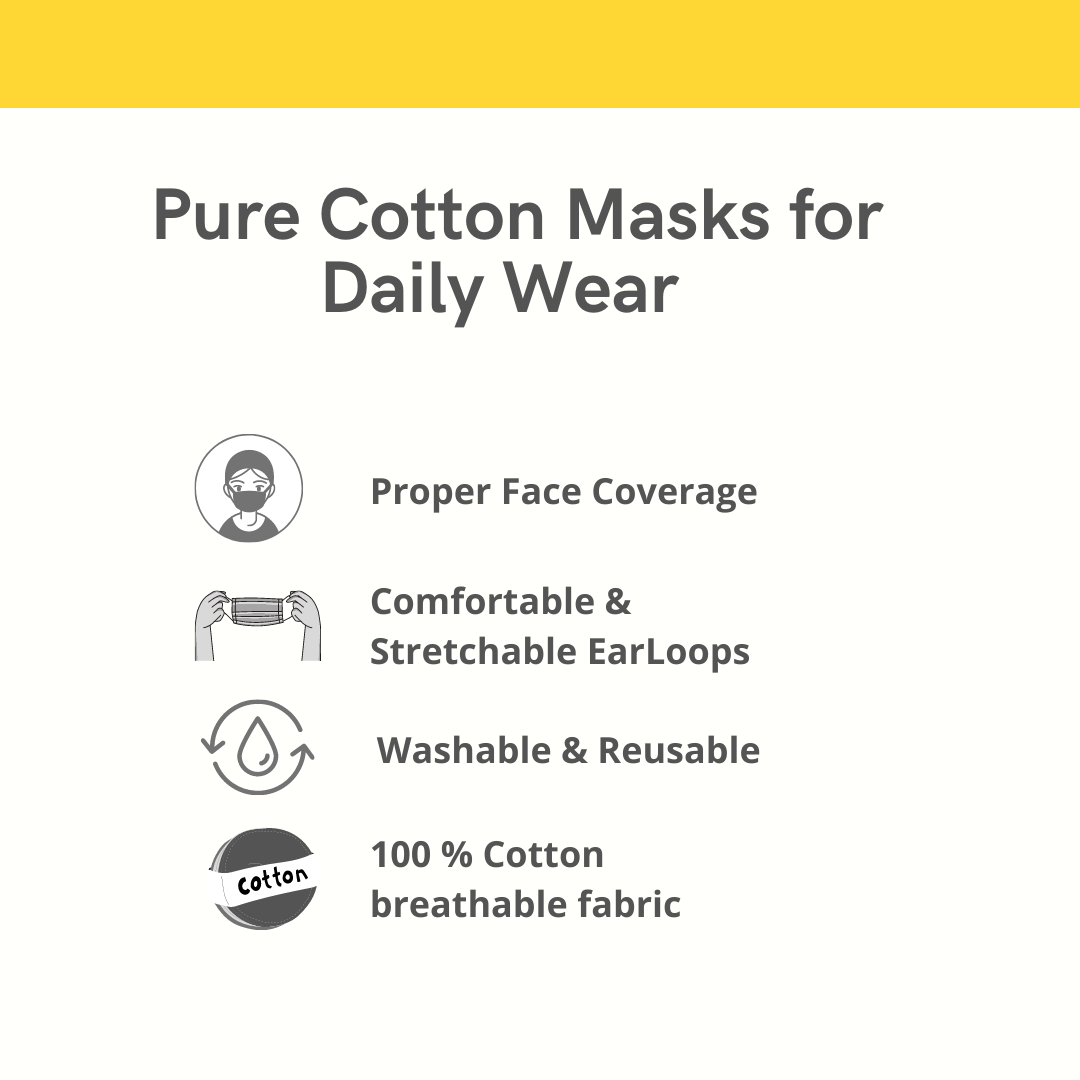 Pure Cotton Face Mask Online, Pack of 3