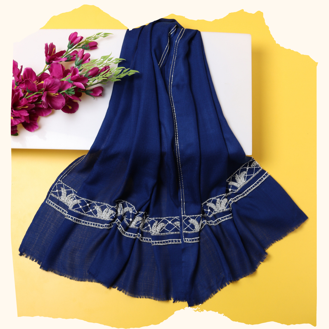 blue shawl, embroidered shawls, party wear shawls  