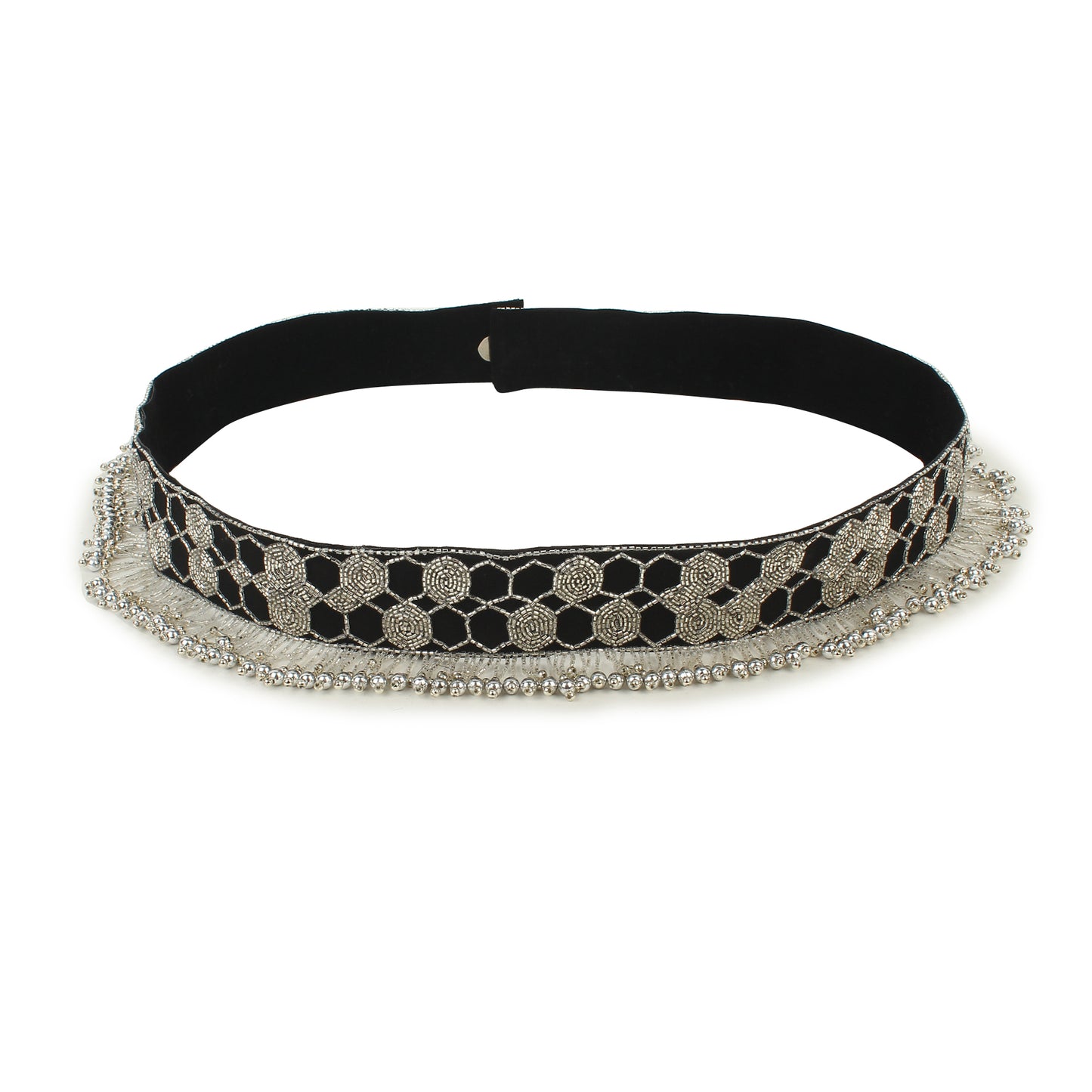 buy waist belt online, black and silver waist belt